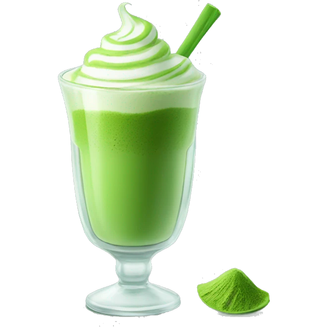 matcha latte in a transparent glass without foam  emoji