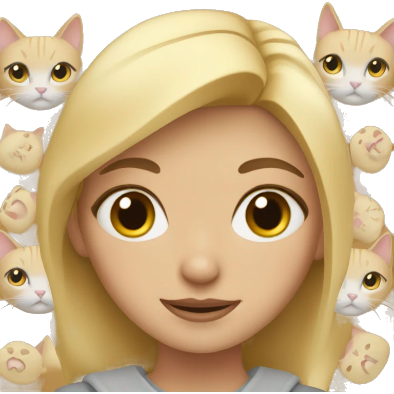 blonde girl with three cats emoji