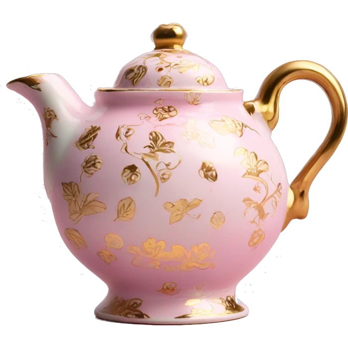 Pink and gold detailed porcelain  tea pot  emoji