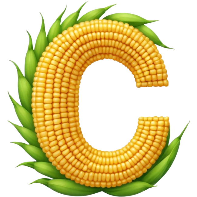 The letter C made out of corn emoji