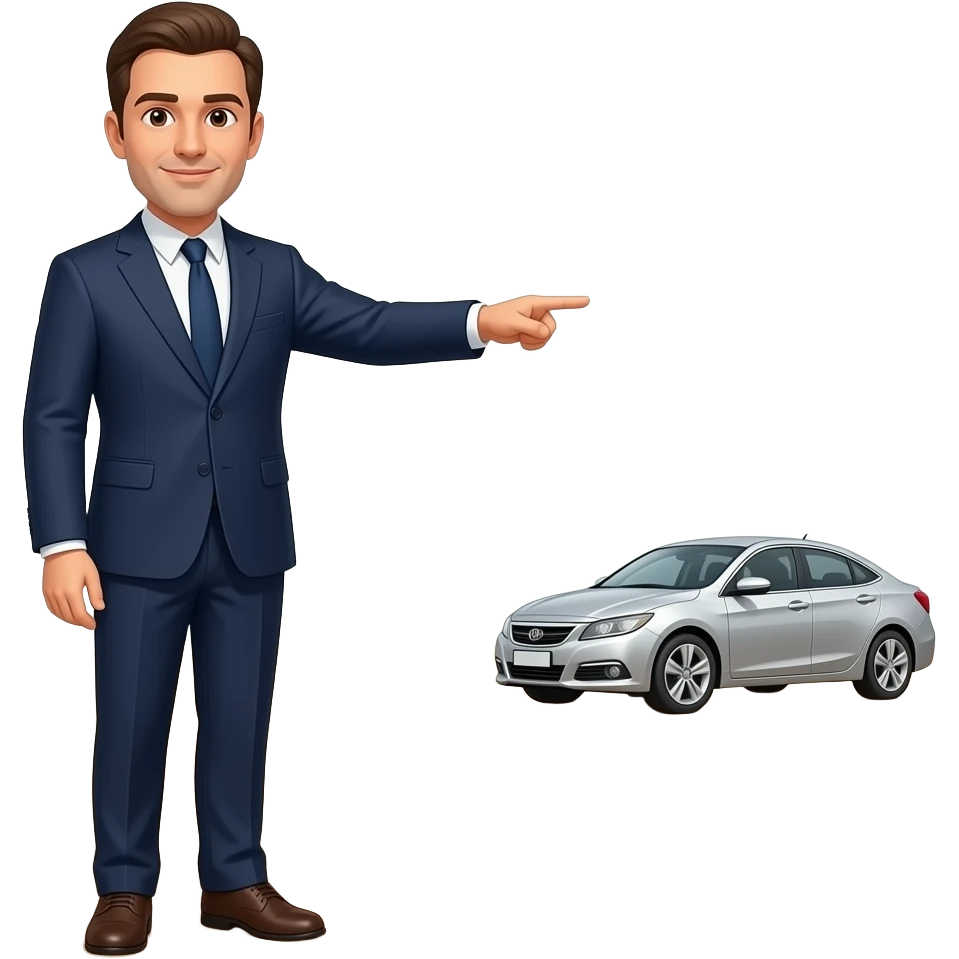 It creates an image of a man standing in the distance pointing towards a car that is really  far emoji