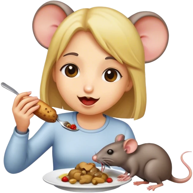 girl eating rat  emoji