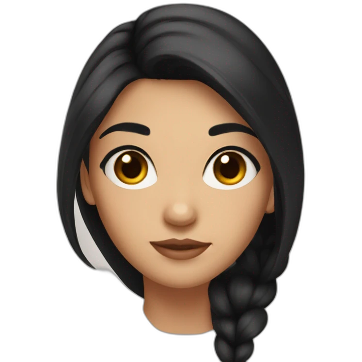 a girl with long black hair, thick brows and dark brown eyes emoji