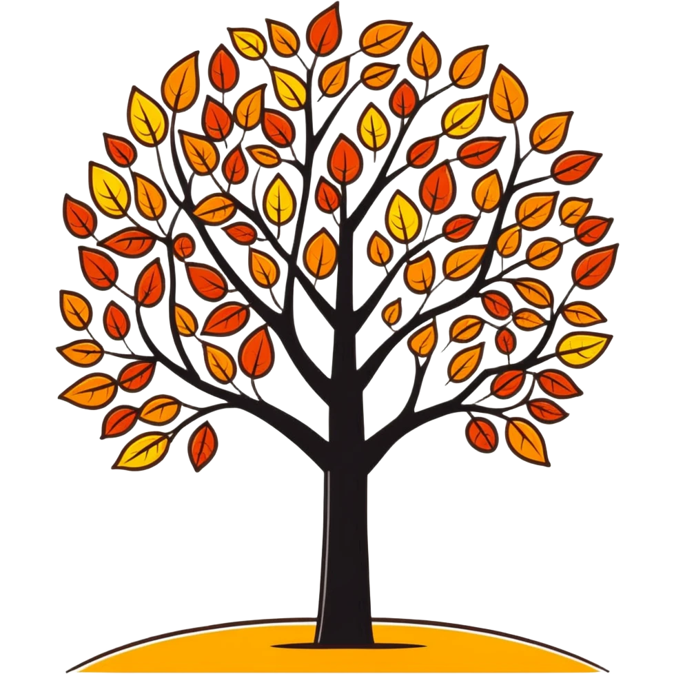 tree in the fall with colorful autumn leaves emoji