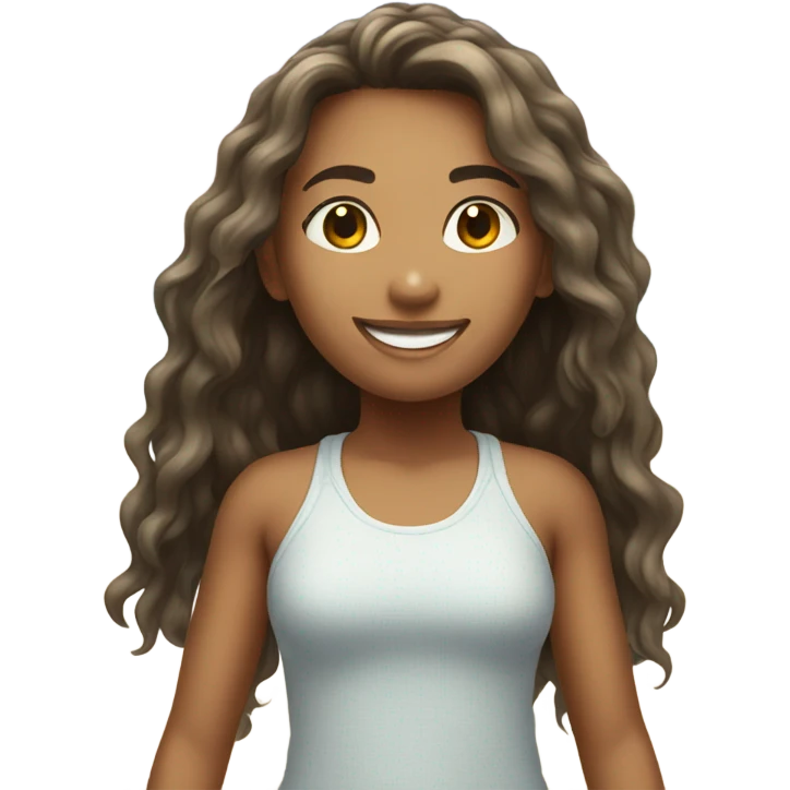smiling girl at beach (same with clothes instead of swimsuit) emoji