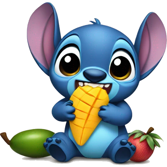 Stitch eating a mango emoji