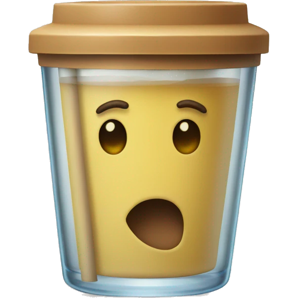 glass with wood lid and straw emoji