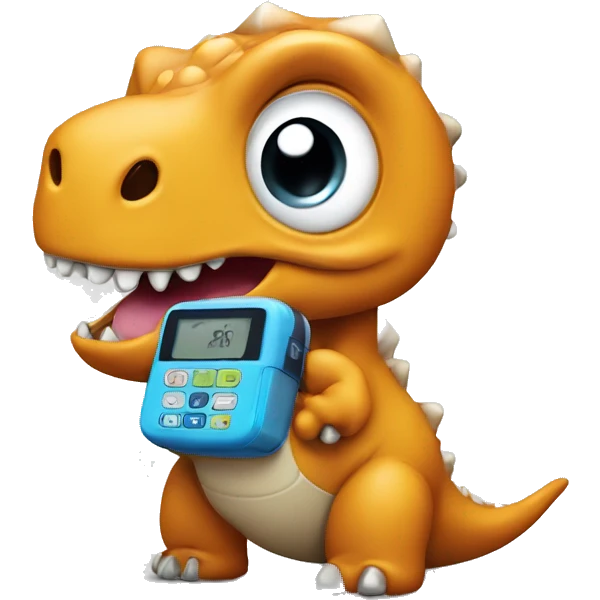 Dino with an insulin pump emoji
