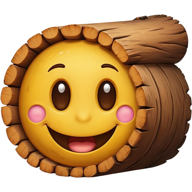a log emoji. the top of the log is a smiley face with two small dots for eyes and a large U shape for the mouth. emoji