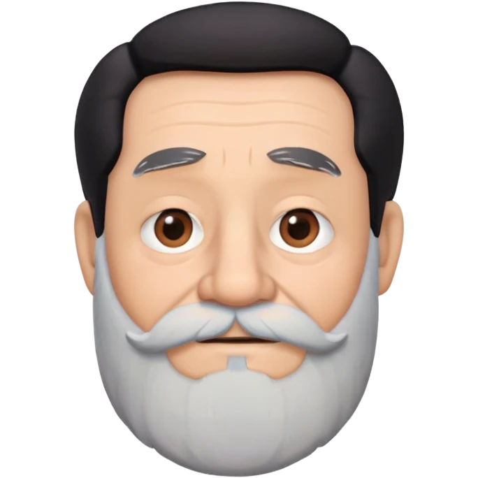 abuelo con pelo y barba negra y ojos marrones al estilo disney pixar. emoji
