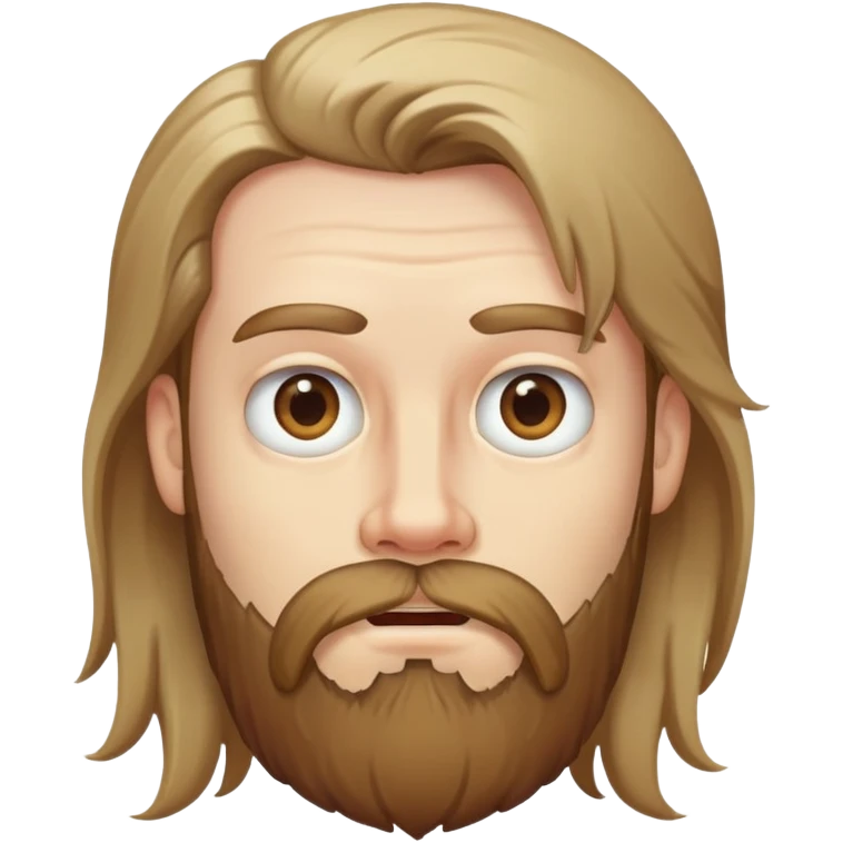 pale guy with beard and long hair looking stupid emoji