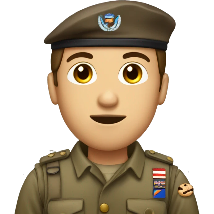 Soldier man wird Brown Hair eating a Cookie  emoji