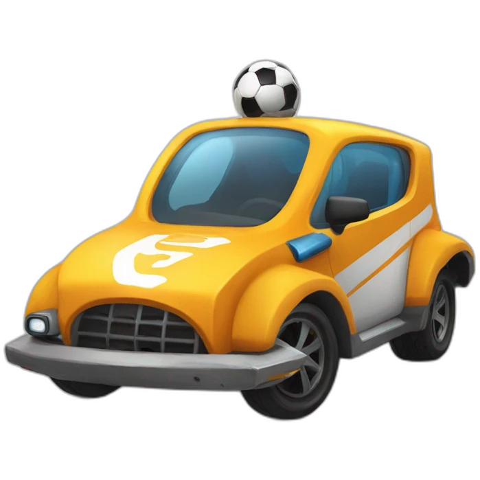un pingouin qui conduit une voiture de rocket league emoji