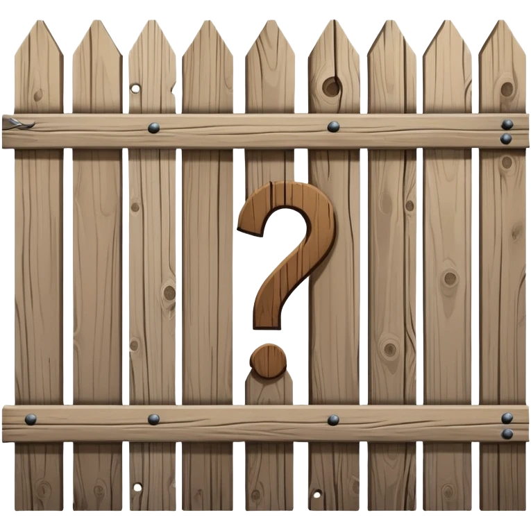 A wooden fence with a question mark above it, representing Chesterton's Fence principle emoji