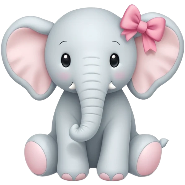 jellycat plush white Elephant with a bow emoji