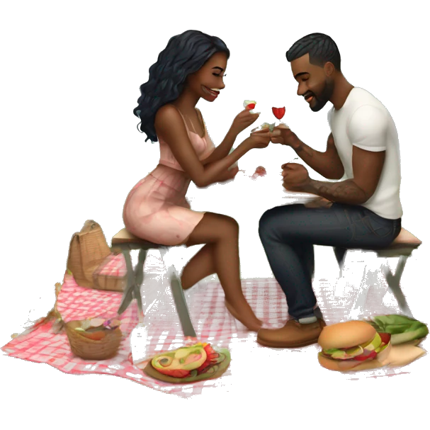 Romantic picnic date for beautiful tattooed couple emoji