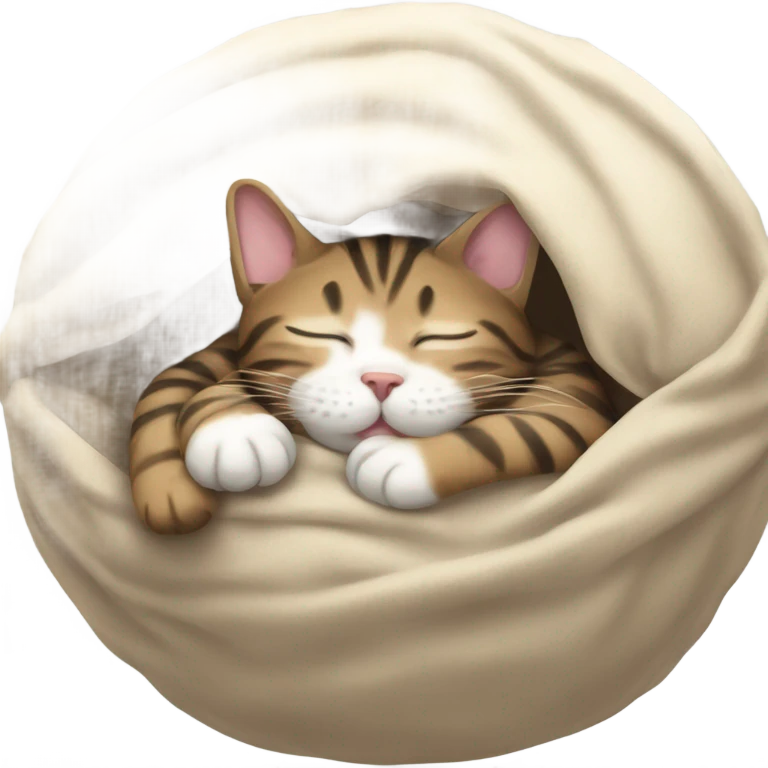 Tabby cat asleep curled in a ball emoji
