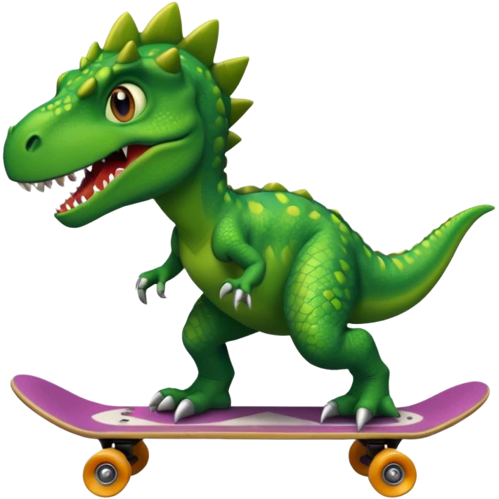Dinosaur on a skateboard emoji