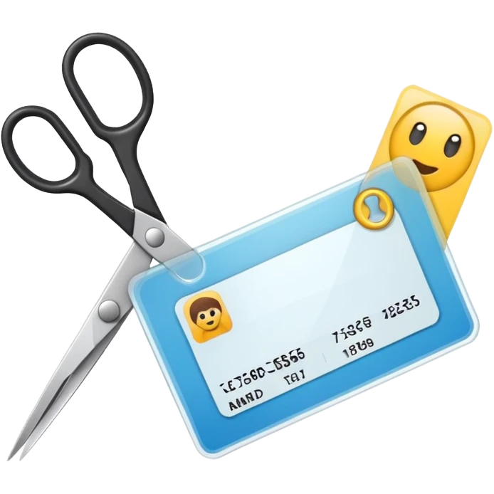 Scissors cutting ID card in half emoji