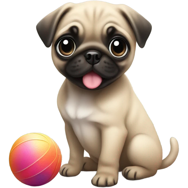 Baby pug puppy playing with a ball  emoji