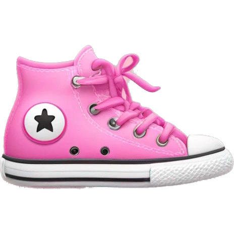 Iconos Zapatilla convers rosada, con los cordones sueltos, solo una zapatilla emoji