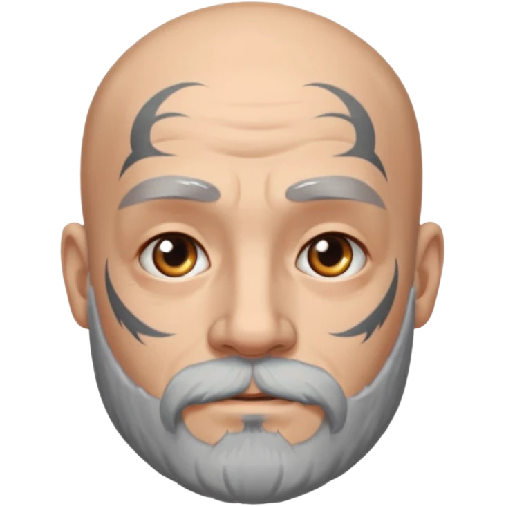 bald grey bearded man with face tattoo emoji