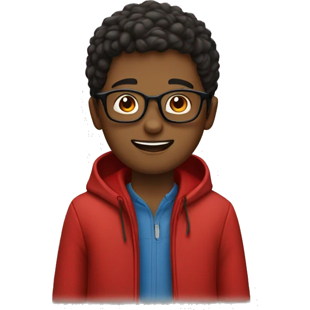 Boy in glasses and red coat emoji