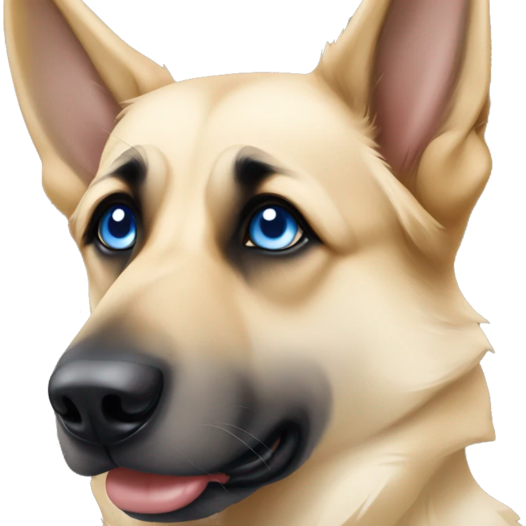 Cream German Shepard with one blue eye and one brown eye emoji