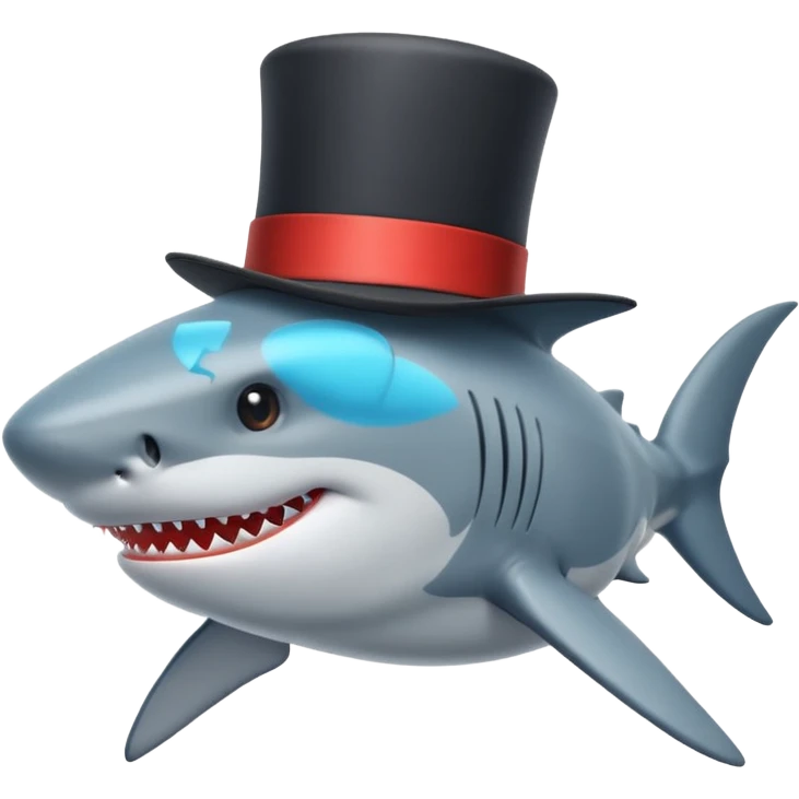 Shark with a top hat emoji