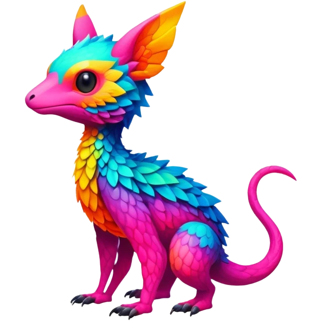 lush warm-colored colorful neon-colored Fakémon-Trico-creature (full body) emoji