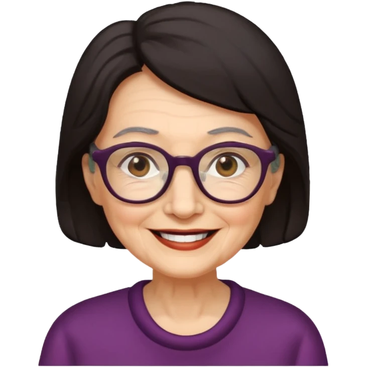 Old woman dark hair glasses emoji