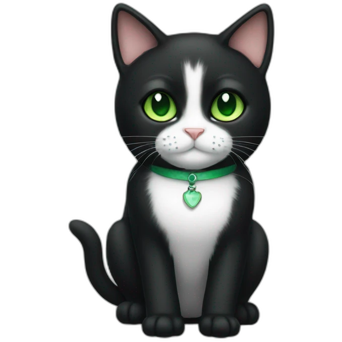 tuxedo cat green eye whole body emoji