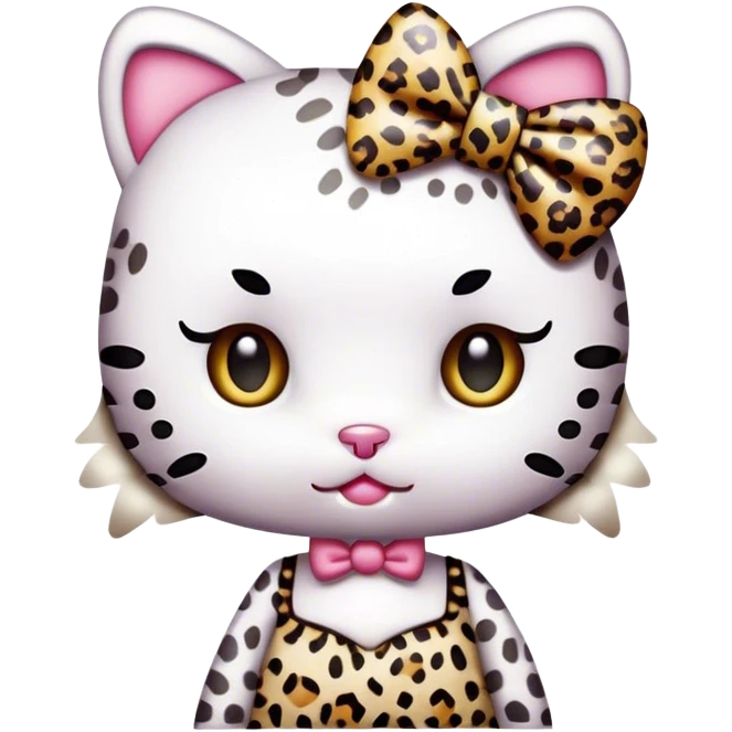 Hello kitty white leopard dress leopard bow emoji