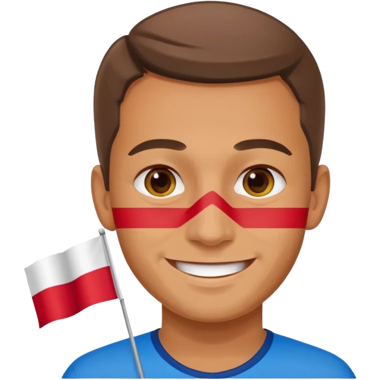 ultra realistic polish man with two-colored poland flag emoji
