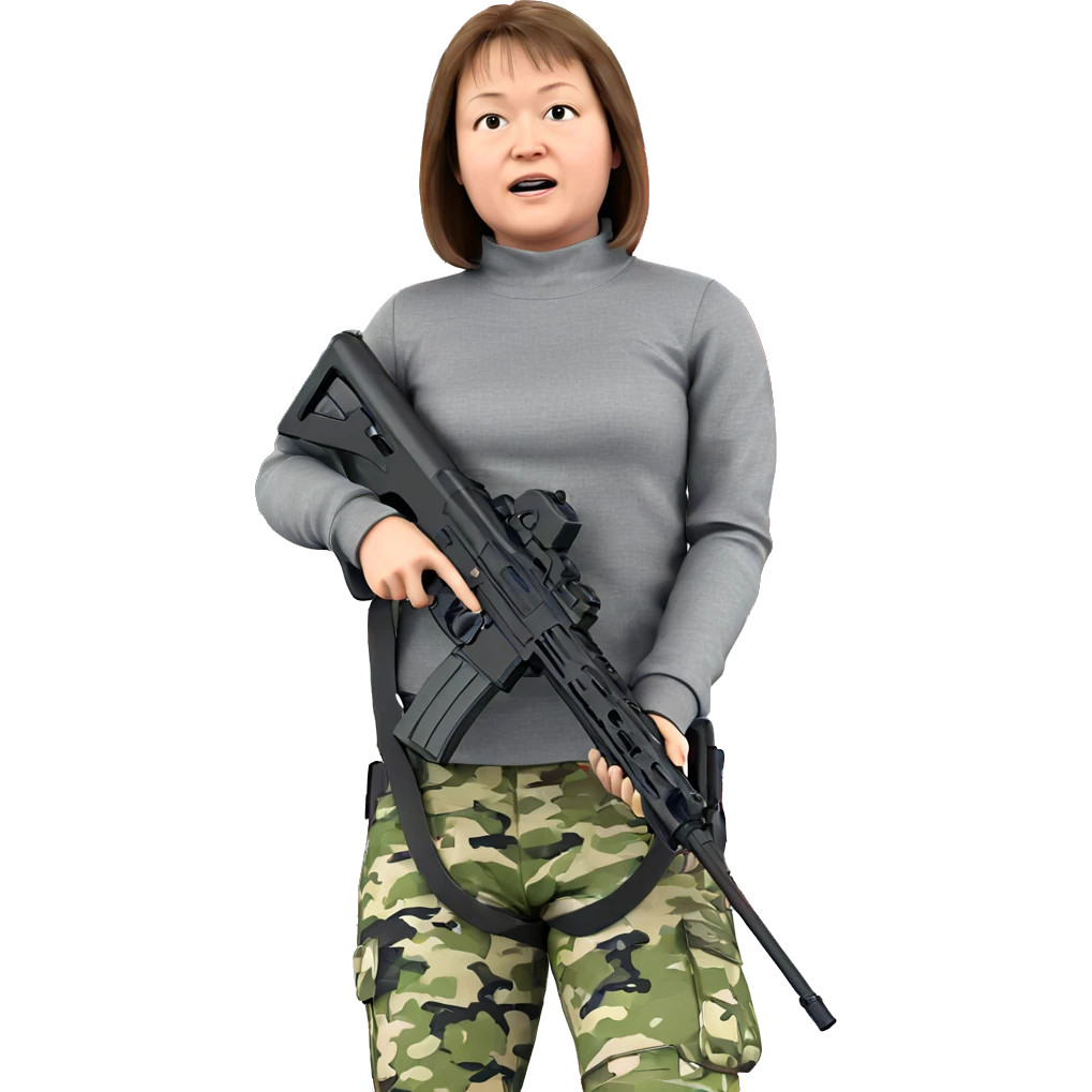 girl with guns and flags emoji