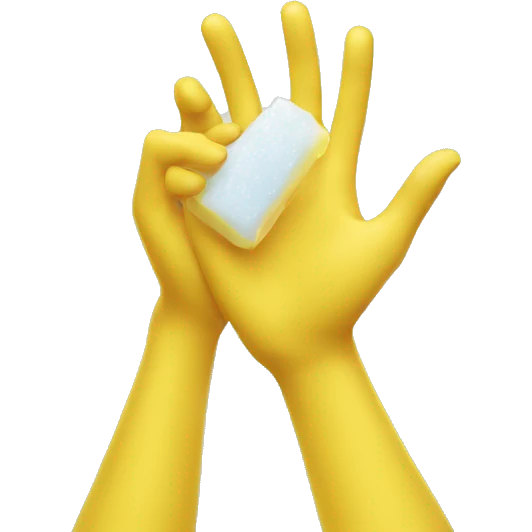 yellow hands reaching out with soap emoji