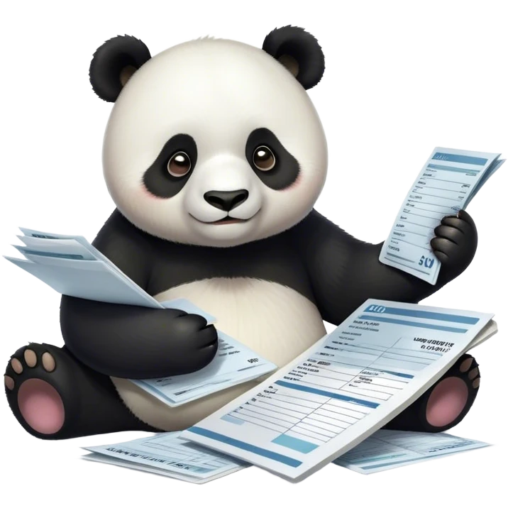 Giant panda preparing tax forms emoji