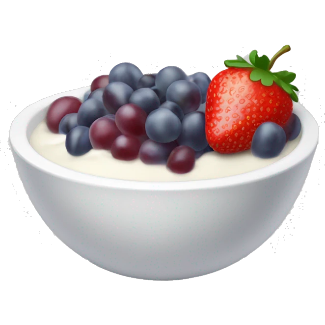 fruit yogurt bowl with strawberries and grapes emoji