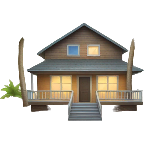 beach house with Palm tree emoji
