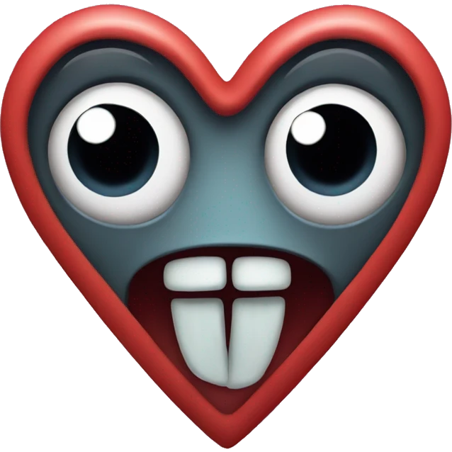 heart with a weird creepy face emoji