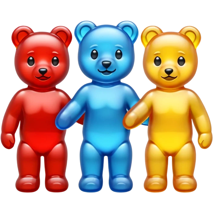 Three gummy bears holding hands emoji