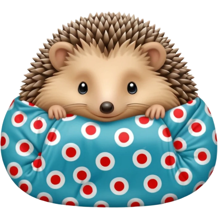 hedgehog in tiny pajamas curled up emoji