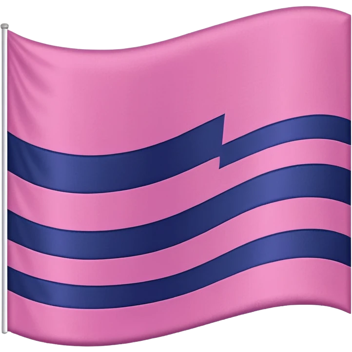 "A wavy pink and navy rectangular flag with a purple stripe in the middle” emoji