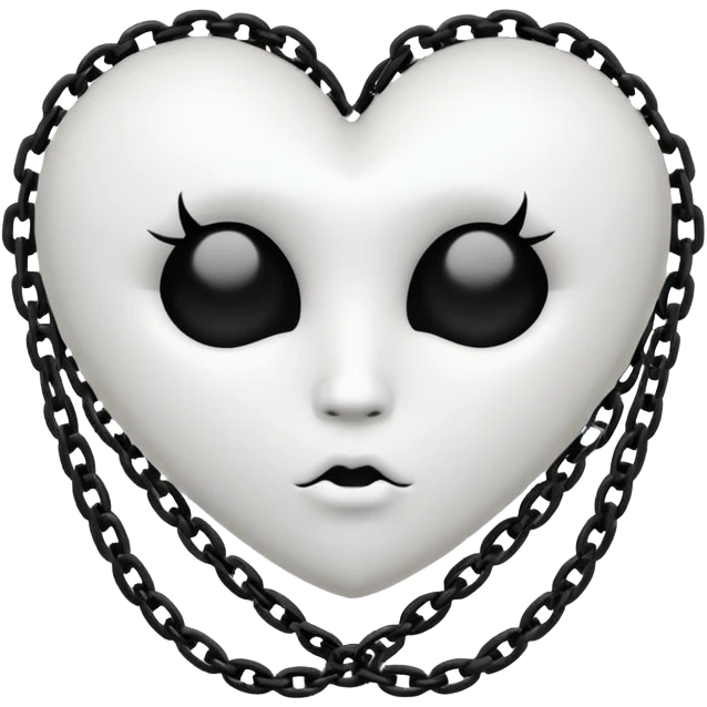 white goth heart with black studs or chains emoji