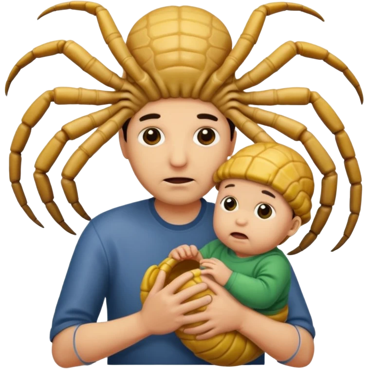 man with Baby Facehugger on his face emoji
