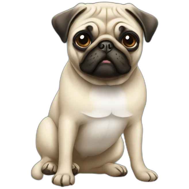 pug wearing a t-shirt emoji