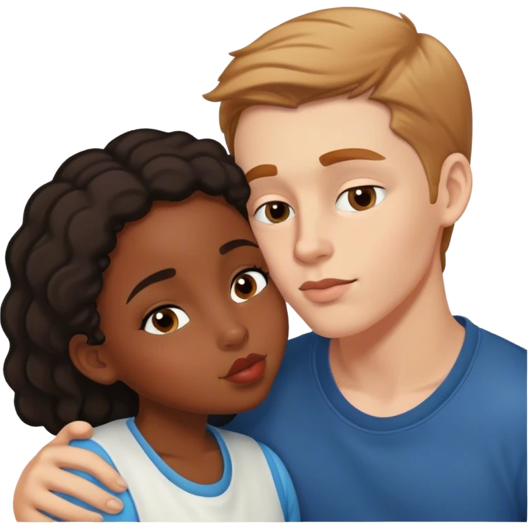A white boy kissing a black girl during rasism emoji
