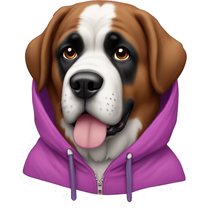 Purple and pink, Saint Bernard wearing a hoodie emoji