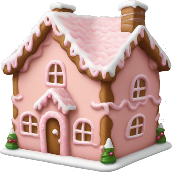 Light pink ginger bread house in detail emoji