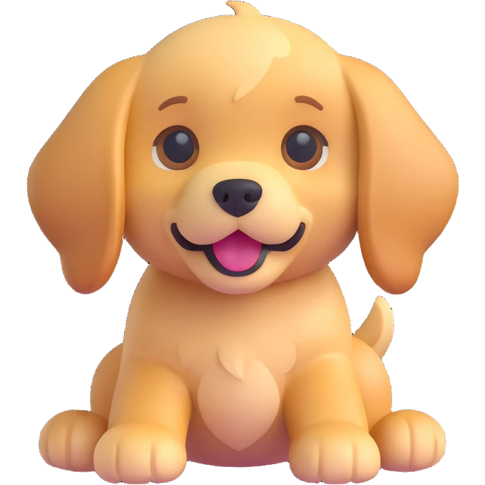 Change the Corgi dog to a golden retriever puppy in the same 3D emoji style, keeping the rest of the image unchanged and the background transparent. emoji